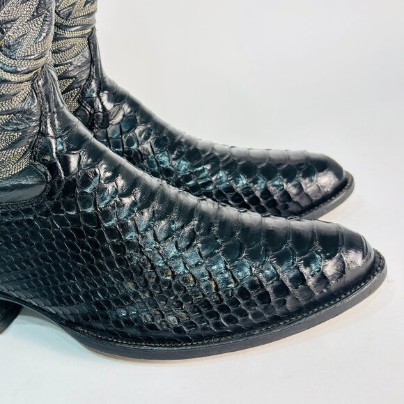 Pristine Cowtown Genuine Python Snakeskin Cowboy Western Boots Black 13 D - Picture 2 of 13